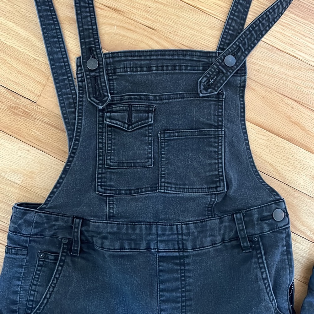 Free people black denim overalls - Picture 2 of 4